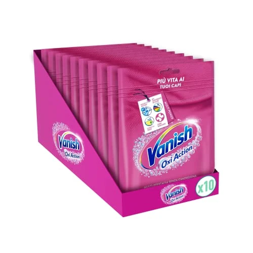 Vanish Rosa Pulver, Fleckenentferner für bunte Wäsche, Pulver, 10 Packungen à 300 g Fleckenentferner für Wäsche, multifunktional, ohne Bleichmittel