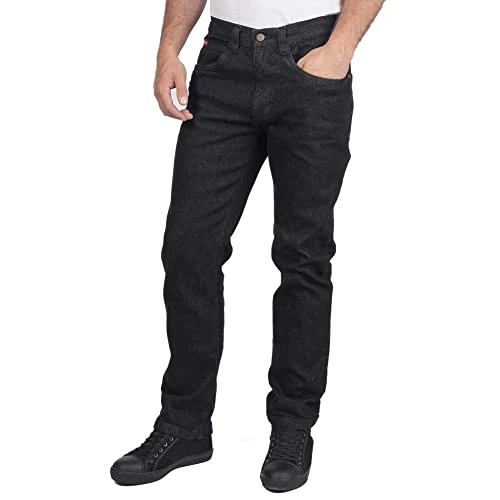 Lee Cooper LCPNT219 Jeans da lavoro da uomo in denim elasticizzato 5 tasche con lavaggio, Nero, 36W / 29L