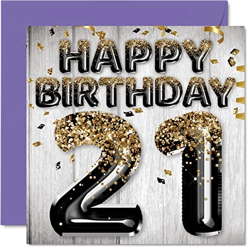 Offre limitée : Carte de 21e anniversaire pour homme, Ballons noirs et dorés de 19.55 € à 19.55 € (0.00% de remise)