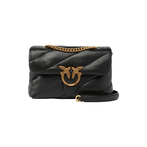 Pinko Kobiety Love Classic Puff Torebka, Czarny/Złoty, 25 x 2 x 16 cm