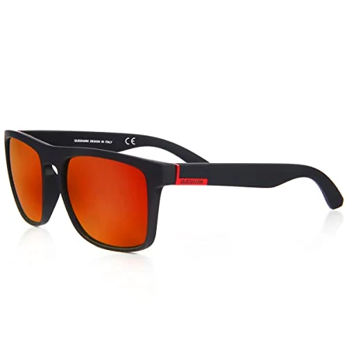 Queshark zonnebril heren gepolariseerd, luxe retro vintage ultralicht, sportzonnebril heren voor autorijden, vissen, hardlopen, wandelen, golfen