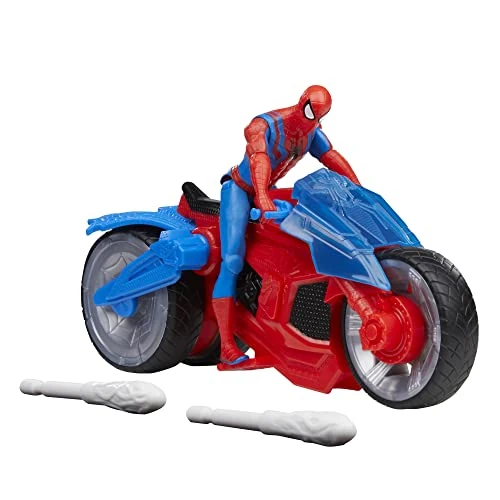Marvel Spider-Man Web Blast-motorfiets, speelgoedset, actiefiguur van 10 cm en 2 webprojectielen