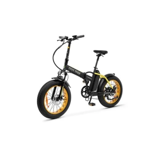 Argento Mini Max Foldable E-bike, Fat Wheels 20" x 4, mechanische schijfremmen, 250 W motor, max. ondersteund gewicht 100 kg, Samsung batterij 375 Wh, 26 kg, zwart/geel