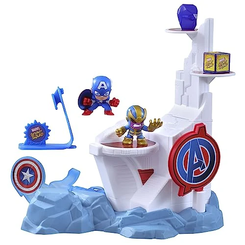 Limitiertes Angebot: Marvel Stunt Squad Schmetter-Turm Spielset mit Captain America und Thanos, 3,5 cm große Action-Figuren von 12.64 EUR auf 12.64 EUR (Spare 0%)