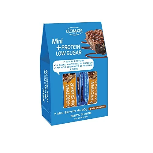Offerta a tempo: Ultimate Italia - Barretta low sugar proteica al 33% - gusto brownie - 7x20g - senza zuccheri, poche calorie, senza glutine - 58% da 9.80 € a 4.11 €