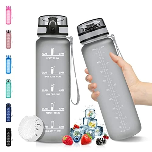 Vikaster Borraccia 500ml, Senza BPA & A Prova di Perdita, Bottiglia Acqua, Reutilizables, Borraccia Scuola Elementare, per Scuola, Palestra, Ufficio, Running