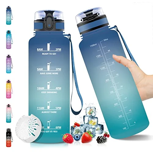 Offerta a tempo: Vikaster Borraccia, 1500ML Durevole, Borraccia Motivazionale, Riutilizzabile, Bottiglia Acqua, A Prova di Perdita, Bottiglia Acqua per Scuola, Palestra, Ufficio, Campeggio, Sport - 0.00% da 25.65 € a 25.65 €