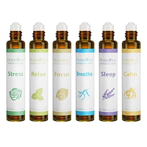 Offerta a tempo: Set di roll on con oli essenziali di aromaterapia HERBROMAS, miscele naturali già diluite per l'uso sulla pelle, regalo rilassante per donne e uomini, confezione da 6 x10ml. - 0.00% da 19.99 € a 19.99 €