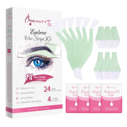 Offerta a tempo: Strisce di Cera Depilatorie del Sopracciglio Pronte All'uso, Confezione da 24 Strisce con 4 Pezzi Salviette Detergenti Olio Beauty7 - 0.00% da 9.98 € a 9.98 €