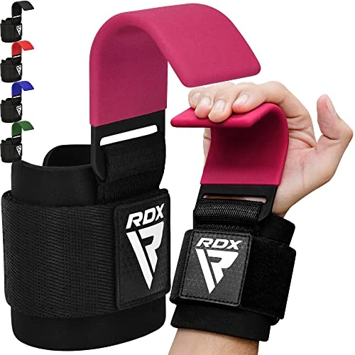 Zeitlich begrenztes Angebot: RDX Zughilfen Haken Krafttraining, 8mm Gepolstert Handgelenkschutz, Profi Bodybuilding Gewichtheben Griff, Fitness Powerlifting Weight Lifting Hook, Männer Frauen Rutschfest Grip, Kreuzheben klimmzug von 20.99 € auf 20.99 € (0