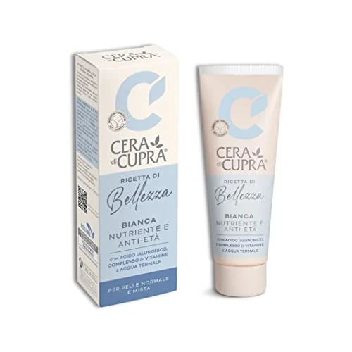 Offerta a tempo: Cera di Cupra, Crema Bianca Nuova Formulazione, con Acido Ialuronico, Vitamine e Acqua Termale, Azione Idratante e Antietà, Made in Italy, Dermatologicamente Testata, Tubetto da 75 ml - 0.00% da 5.98 € a 5.98 €