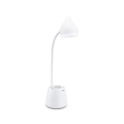 Philips LED Lampada da Tavolo Hat, Dimmerabile, Batteria da 900mA, 3000-5700K, 4.5W, Bianco