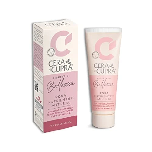 Cera di Cupra, Neue Rosa Creme-Formulierung, mit Hyaluronsäure, Vitaminen und Thermalwasser, feuchtigkeitsspendend und Anti-Aging-Wirkung, Made in Italy, Dermatologisch Getestet, Tube 75 ml