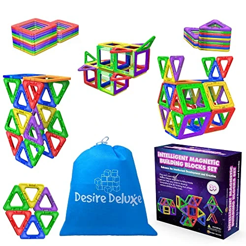 Desire Deluxe Magnetische Bausteine Magnet Montessori Spielzeug für Kinder 30PC Set Teilen ab 3 4 5 6 7 8 Alter Jahren, ideales Lernspielzeug für Mädchen Jungen Koordination und zum Bauen in Geschenk