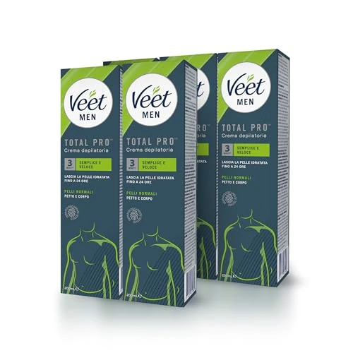 Offerta a tempo: Veet Men, Crema Depilatoria Uomo, Per Petto Gambe e Braccia, 5 confezioni da 200 ml - 38% da 35.58 € a 22.07 €
