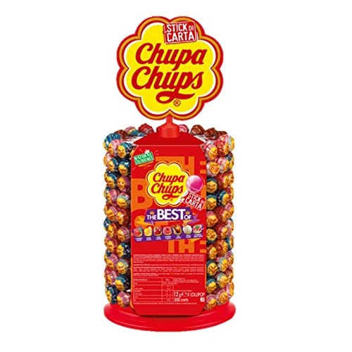 Offerta a tempo: Chupa Chups Ruota, Lollipop, Gusti Assortiti, Fragola, Ciliegia, Arancia, Lampone, Vaniglia, Cola, Panna Fragola, Confezione da 200 Lecca Lecca Monoporzione, Idea Regalo per Compleanni e Feste - 5% da 35.50 € a 33.72 €