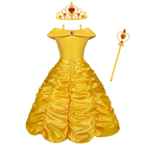 Limited offer: Vicloon Princess Belle Costume Dress, 3 Pcs Little Girl Princess Dresses Fancy Party Dress, Belle Dressing up Costume Fancy Childs Party Outfit for Kids Girls, Yellow from 14.99 EUR to 14.99 EUR (save 0%)