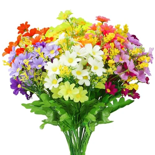 Offerta a tempo: OWLKELA Fiori Finti di Margherita Artificiale, 6 Fasci, 6 Colori | Fiori Finti di Margherita per Esterni e Interni, Decorativi, in Plastica, per Cimitero, in Vaso, per Giardino - 0.00% da 17.99 € a 17.99 €