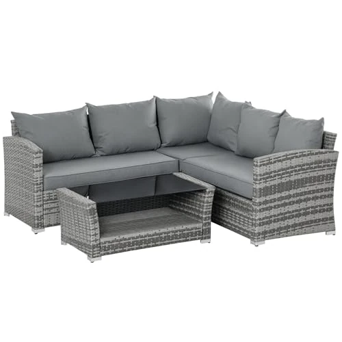 Offerta a tempo: Outsunny - Set Mobili da Giardino con Divano Angolare e Tavolino — 50% da 772,95 € a 386,47 €