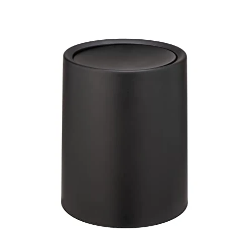 Offerta a tempo: WENKO Pattumiera a ribalta Atri, portarifiuti per cosmetici da 6 l con coperchio, secchio interno in plastica di qualità, supporto integrato per sacchetto invisibile, (L/PxA): Ø 21x25,5cm, nero - 5% da 27.99 € a 26.49 €