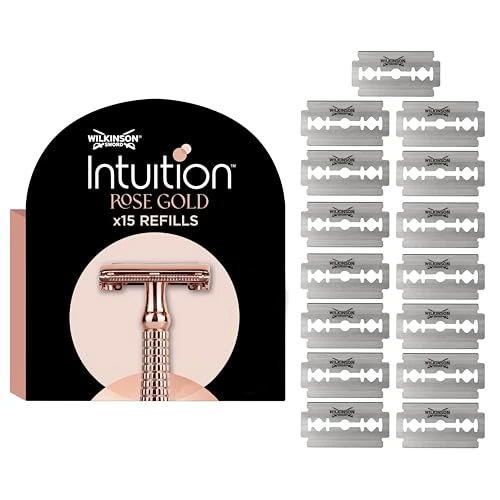 Wilkinson Sword - Intuition Rosé Gold Rasierhobel für Frauen, 15 Ersatzklingen, Plastikfreie Rasur