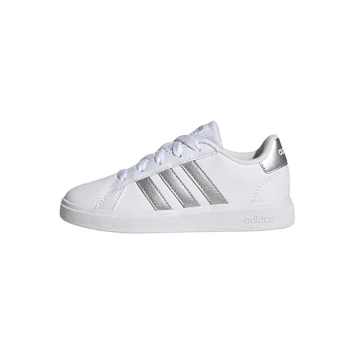 adidas Grand Court Lifestyle Tennis Lace-Up Shoes, Zapatillas de Tenis Unisex niños, White Matte Silver Matte Silver, 36 2/3 EU