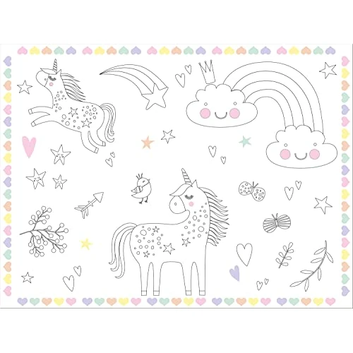 Offerta a tempo: Folat 68337 Tovagliette da colorare Unicorns & Rainbows - 6 pezzi - 0.00% da 7.10 € a 7.10 €