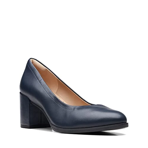 Clarks Freva55 Court Escarpins pour Femme, Cuir Bleu Marine, 42 EU