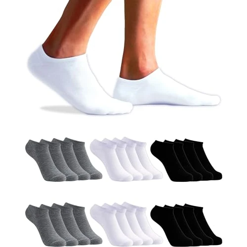 Limited-time offer: topline Sneaker socks men and trainer socks women - socks men and socks women, Black, Grey and White (12 Pairs), 40-46 from 11.65 £ to 11.65 £ (save 0.00%)