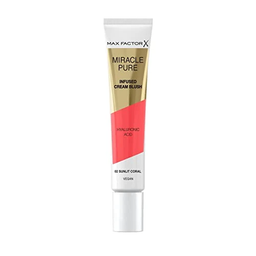 Offerta a tempo: Max Factor Creamy Blush Miracle Pure - Complesso Idratante - con Acido Ialuronico & Squalane - Ultra Pigmentato - 100% Vegano, 02 Sunlit Coral - 0% da 10.00 € a 10.00 €