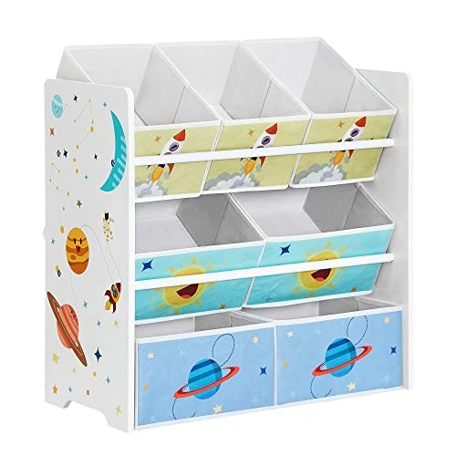 Zeitlich begrenztes Angebot: SONGMICS Kinderzimmerregal, Spielzeugregal mit 7 Aufbewahrungsboxen aus Vliesstoff, Kinder-Bücherregal, Kinderregal für Spielzeug, Spielzeug Organisator, 29,5 x 62,5 x 60 cm, Weiß GKR034W01 von 32.99 € auf 32.99 € (0.00% Rabat