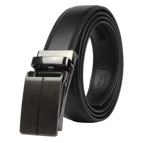 Masters & Stylists Men's Belt in Brown/Black, Leather Belt Men with Automatic Buckle without Holes, Elegant Automatic Belt, with Gift Box, Width 3.1 cm, Length 110 cm or 120 cm, Black (black 03),