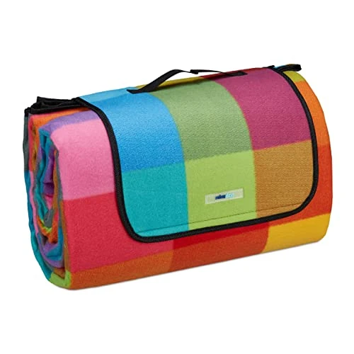 Offerta a tempo: Relaxdays Coperta da Picnic XXL, 200 x 300 cm, Plaid Impermeabile Spiaggia, Isolante, Telo Morbido con Manico, Colorato - 0.00% da 50.00 € a 50.00 €