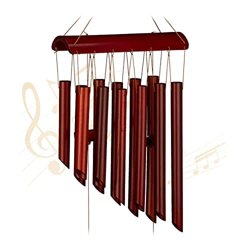 Oferta limitowana: Relaxdays Bambusowy dzwonek wietrzny, zestaw dzwonków wzór świątyni, dekoracja wisząca na zewnątrz/wewnątrz, 60 x 21 cm, brązowy z 71.26 zł na 71.26 zł (oszczędź 0.00%)