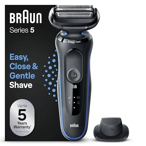 Beperkte aanbieding: Braun Series 5 Scheerapparaat Voor Mannen Met Easyclick-Opzetstuk, Elektrisch Scheerapparaat En Trimmer, Easyclean, Wet & Dry, Oplaadbaar & Draadloos, Vaderdagcadeau, 51-B1200S, Blauw van 124.68 EUR naar 124.68 EUR (besparing 0%)