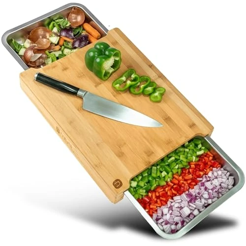 Oferta limitada: naturlik tabla de cortar con contenedores magnéticos XL - Práctico complemento de cocina - Tabla cortar con recipientes de bambú - Tabla cortar cajon de madera de 34.90 € a 34.90 € (ahorro 0.00%)