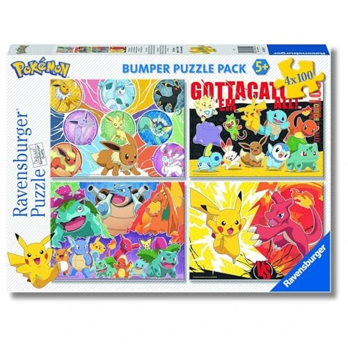 Puzzle dla dzieci 2D: Pokemon zestaw 4x100 elementów