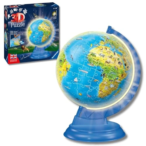 Ravensburger - Puzzle 3D Globo Terráqueo con Luz | Puzzles 3D para Adultos Y Niños 6 Años O Más | Maquetas para Montar 180 Piezas | Regalos Niños 6 Años | Eclipse Solar