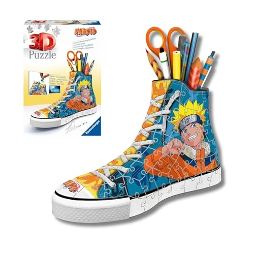 Ravensburger 3D Puzzle 11543 Sneaker Naruto - Praktischer Stiftehalter - 108 Teile - Schreibtisch-Organizer für Kinder ab 8 Jahren: Erlebe Puzzeln in der 3. Dimension