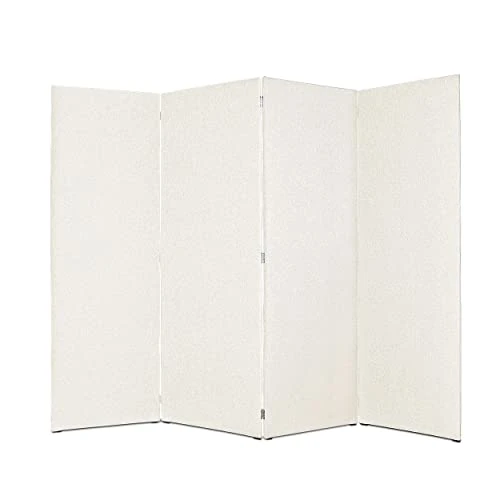 DESHOME - Separador interior de diseño moderno, tejido repelente al agua estructura de madera - Separador de biombo plegable (240 x 190 cm, blanco crema)