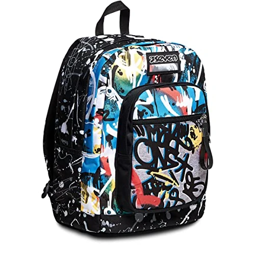 Limited-time offer: Seven Fit Backpack for School, University & Leisure, Spacious School Bag for Teenagers, Girls and Boys, Colourful and Practical, Italian Design, Black Dark, standard size, Modern from 52.99 £ to 52.99 £ (save 0.00%)