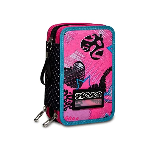Offerta a tempo: Seven Astuccio Scuola Elementare, 3 scomparti, Medie, con Matite, Pennarelli, Penne, 3 Zip, Glam Heart Girl, Bambina, Ragazza, rosa/nero - 16% da 32.90 € a 27.64 €