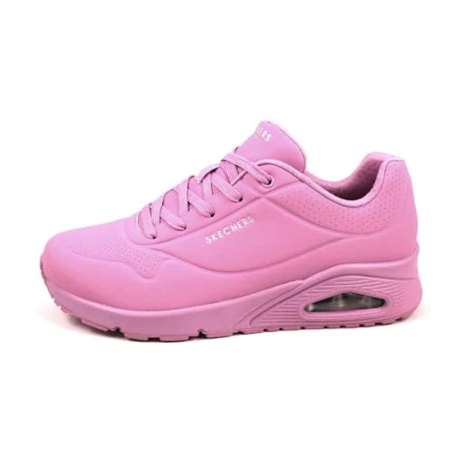 Skechers Women's Uno Stand on Air Sneaker, Pink Durabuck Mesh, 5.5 UK
