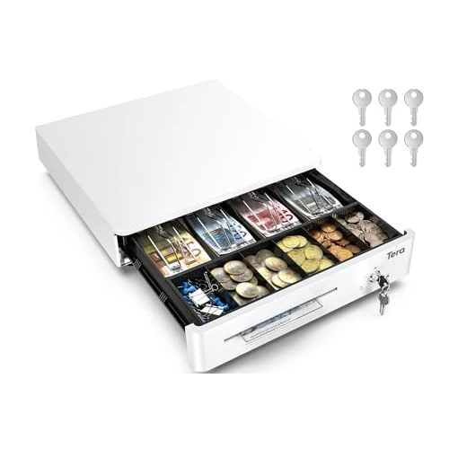 Offerta a tempo: Tera Cassetto Cassa Registratore Monete: 33,5×33×10,4 cm 4 Scomparti Banconote 6 Monete 1 Scomparto Media con Inserto Rimovibile RJ12 Chiavi per POS Negozi Aziende Modello 330R Bianco - 21% da 59.99 € a 47.49 €