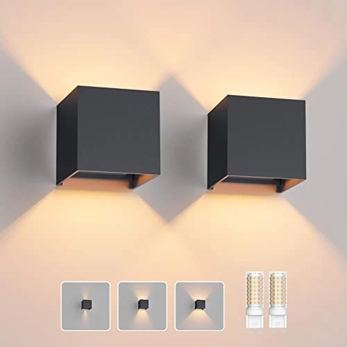 Oferta limitada: Klighten 2 PCS Aplique Pared LED Con G9 LED Bombillas Reemplazables, Blanco Cálido 3000K Lampara de Pared Interior/Exterior IP54 Ángulo Ajustable Apliques Antracita de 42.49 EUR a 42.49 EUR (ahorro 15%)