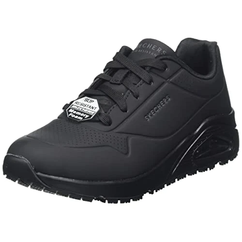 Skechers Women's Uno Sr Trainers, Black Synthetic, 6 UK