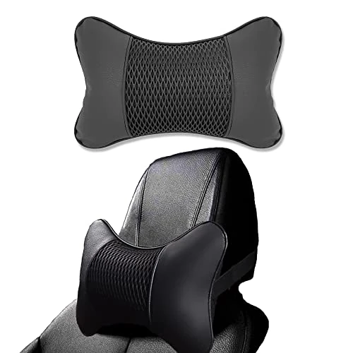 Car Headrest Neck Pillow for Car, Headrest for Car Seat, Car Cushion Made of Leather and Memory Foam, Travel Pillow for Neck Support, Protection of the Cervical Spine, 1 Piece