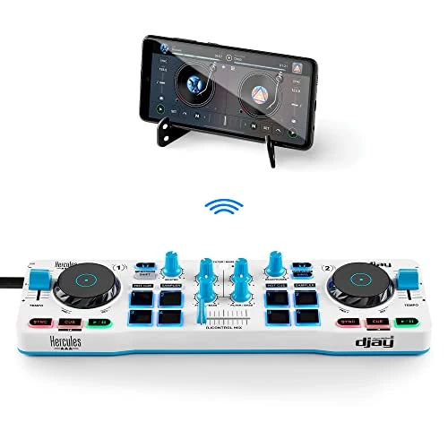 Limitiertes Angebot: HERCULES DJControl Mix Blue Edition - Kabelloser DJ-Controller mit Bluetooth für Smartphones - Exklusiv bei Amazon von 99.99 EUR auf 79.99 EUR (Spare 20%)