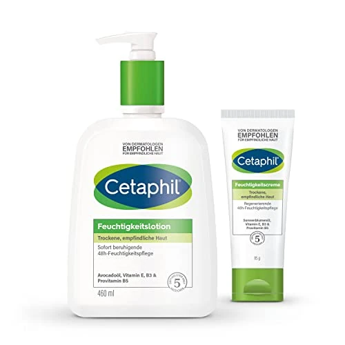 Offre limitée : CETAPHIL Lotion hydratante, 460 ml et crème hydratante, 85 g, pour les peaux sèches et sensibles au corps et au visage, hydrate intensément pendant 48 heures, testé cliniquement pour les peaux de 22.66 € à 15.87 € (30% de remise)
