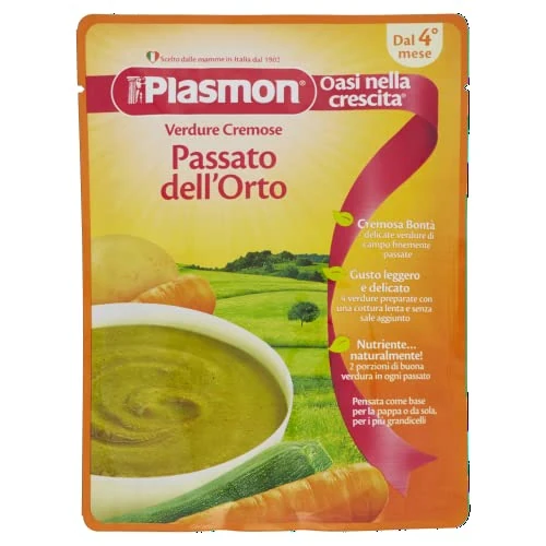 Plasmon Le Passé Légumes Mélangés 180g 12 Pouch Le gruau prêt à déguster, avec des ingrédients sélectionnés
